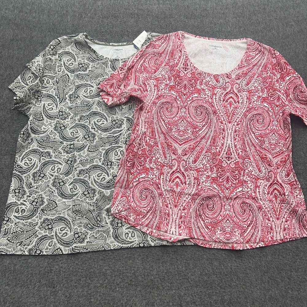 Croft & Barrow Plus Size 3X Paisley The Classic Tee Crew Neck T-Shirt Top